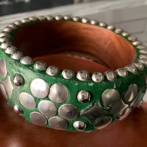 Wooden bracelet with Stud Design. New Item. Dia de Los Muertes Style NWOT